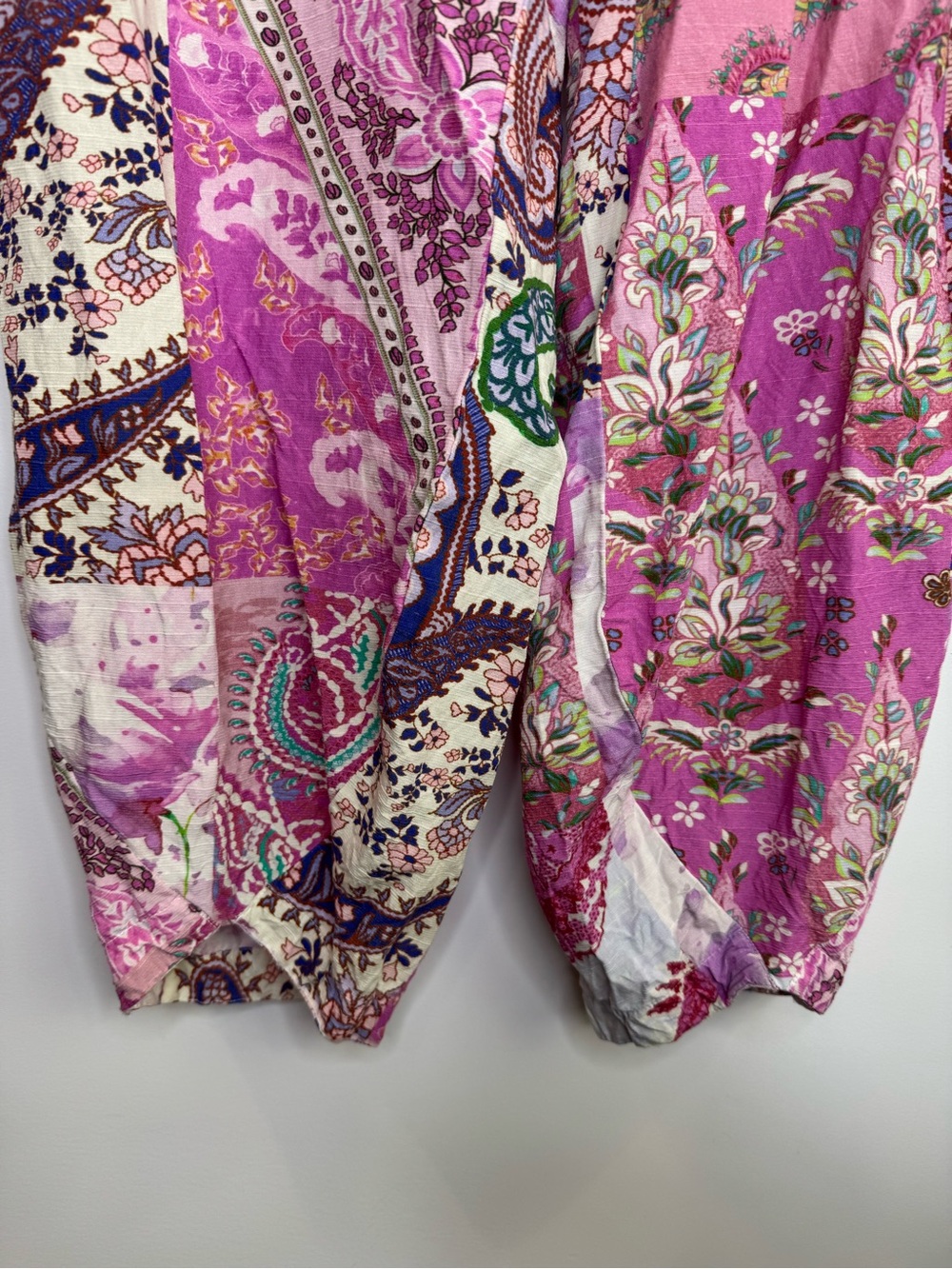 Colorful Pink Paisley boho patchwork Harem Pants size medium - Picture 4 of 9